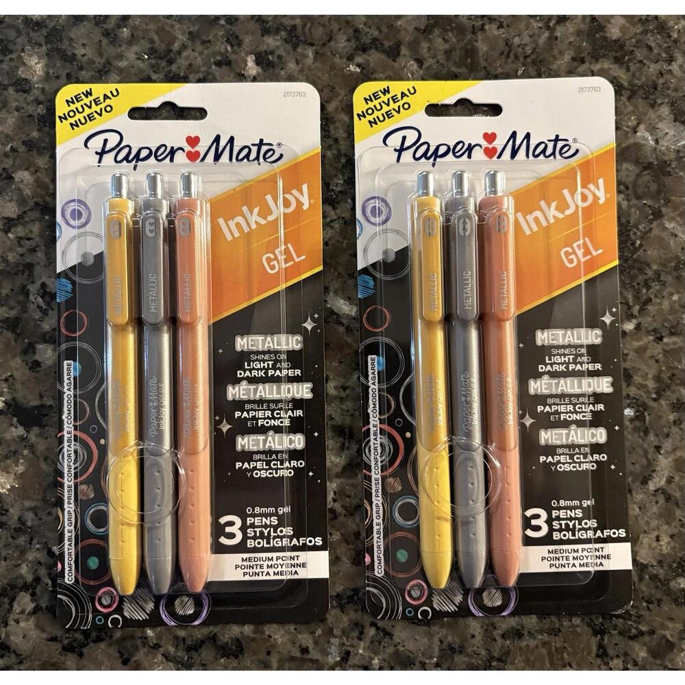 PaperMate Inkjoy Gel Pens .8mm Medium Metallic - 2 Packs Of 3